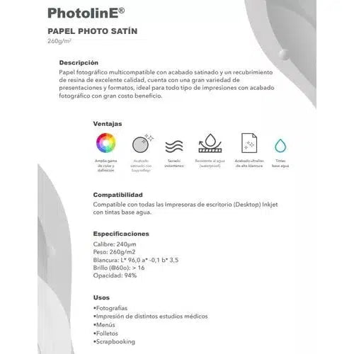 Papel Fotográfico Satinado Kronaline Carta Ph393 25 Hojas