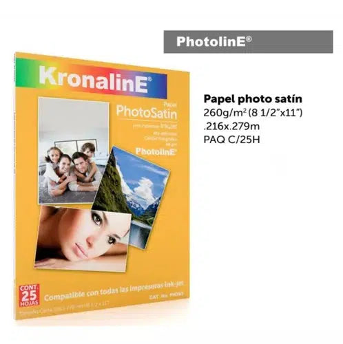 Papel Fotográfico Satinado Kronaline Carta Ph393 25 Hojas