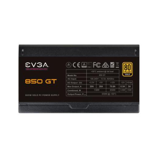 Fuente de Poder EVGA SuperNOVA 850 GT 80 PLUS Gold, 24-pin ATX, 135mm, 850W