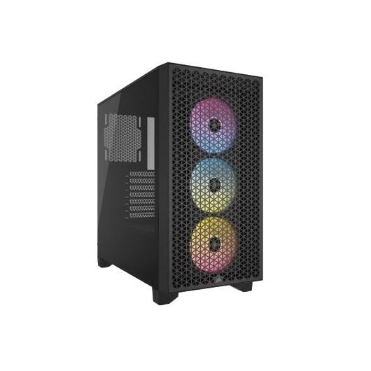 Gabinete Corsair 3000D RGB AIRFLOW con Ventana, Midi-Tower, ATX, USB 3.2, sin Fuente, 3 Ventiladores RGB Instalados, Negro