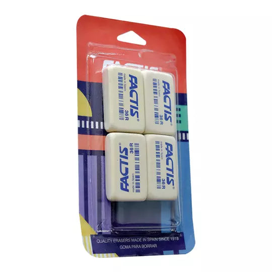 Goma Factis 36RB forma rectangular colorblanco blíster 4 piezas