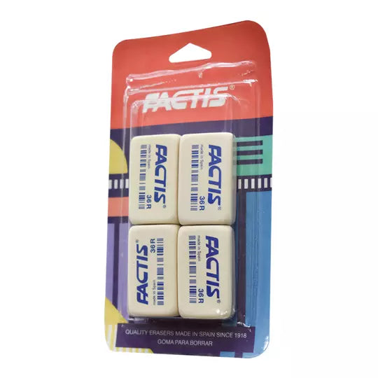 Goma Factis 36RB forma rectangular colorblanco blíster 4 piezas