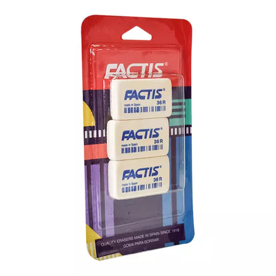 Goma Factis 36R forma rectangular colorblanco blíster 3 piezas