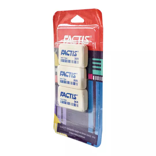 Goma Factis 36R forma rectangular colorblanco blíster 3 piezas