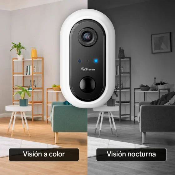 Cámara de seguridad Wi-Fi* 2 Mpx fija con batería recargable, compatible con asistentes de voz