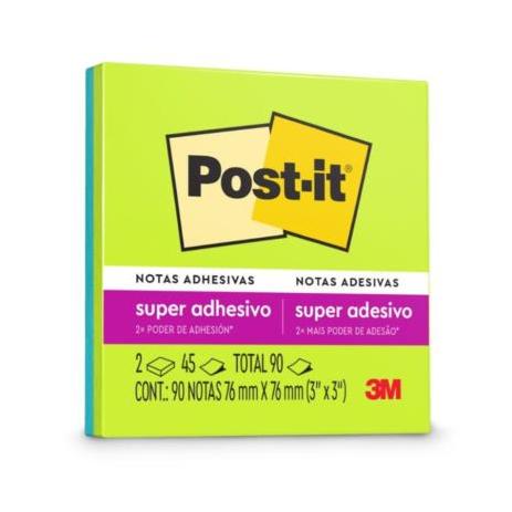 Cubo de Notas Adhesivas 3M Post-It Style Hang Cuadrado Color Neon 45 Hoja(s) 2 Píeza(s)