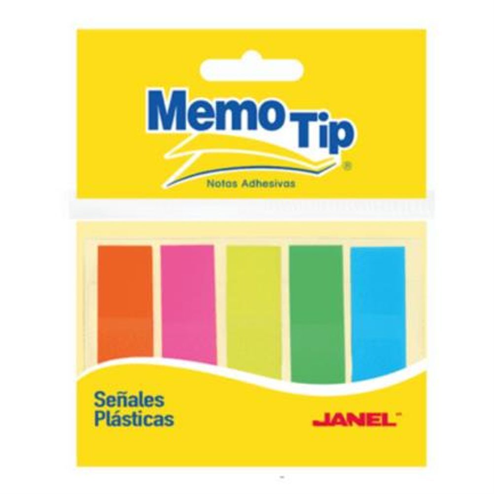Notas Adhesivas Janel (1/2X1,69mm) Neon Flourecnete Colores Variados de Plastico Rectangular