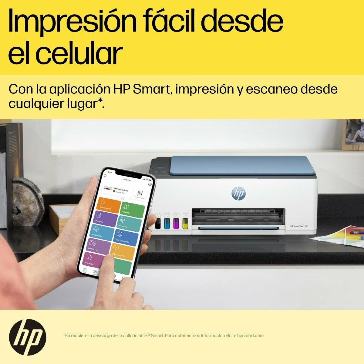 HP Impresora Multifuncional Smart Tank 585, Tinta Continua, Color, Wi-Fi, Dúplex .