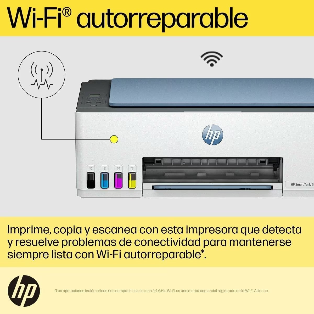 HP Impresora Multifuncional Smart Tank 585, Tinta Continua, Color, Wi-Fi, Dúplex .