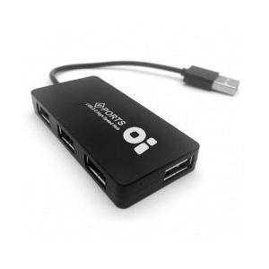 BRobotix Hub USB 2.0 Macho - 4x USB 2.0 Hembra, 480 Mbit/s, Negro