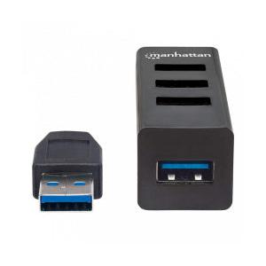 Manhattan Hub USB A 3.0 de 4 Puertos, 5000 Mbit/s, Negro