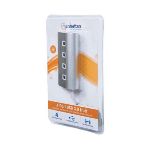 Manhattan Hub USB A 3.1 Macho - 4x USB A 3.0 Hembra, 5000 Mbit/s, Blanco