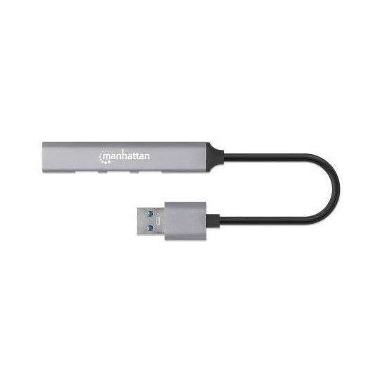 Manhattan Hub USB A 3.2 de 3 Puertos, 5000 Mbit/s, Gris Espacial