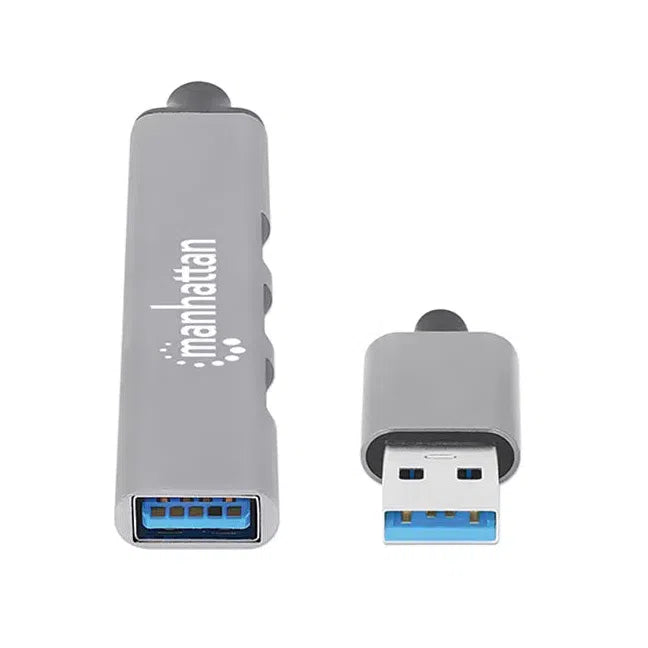 Manhattan Hub USB A 3.2 de 3 Puertos, 5000 Mbit/s, Gris Espacial