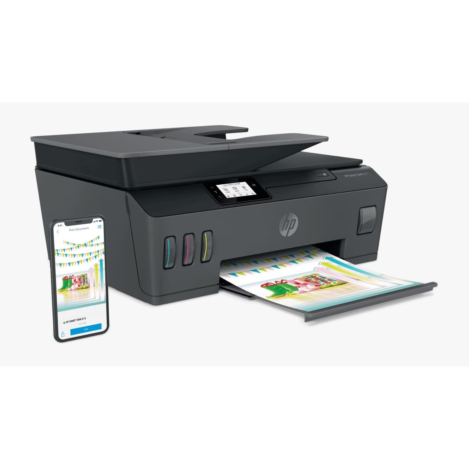 Impresora Multifuncional HP Smart Tank 615, Color, Inyección, Inalámbrico, Print/Scan/Copy/Fax