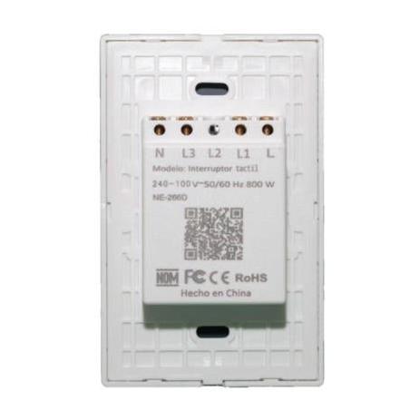 Nextep Interruptor de Luz Inteligente NE-266D, 2 Botones, WiFi, Blanco