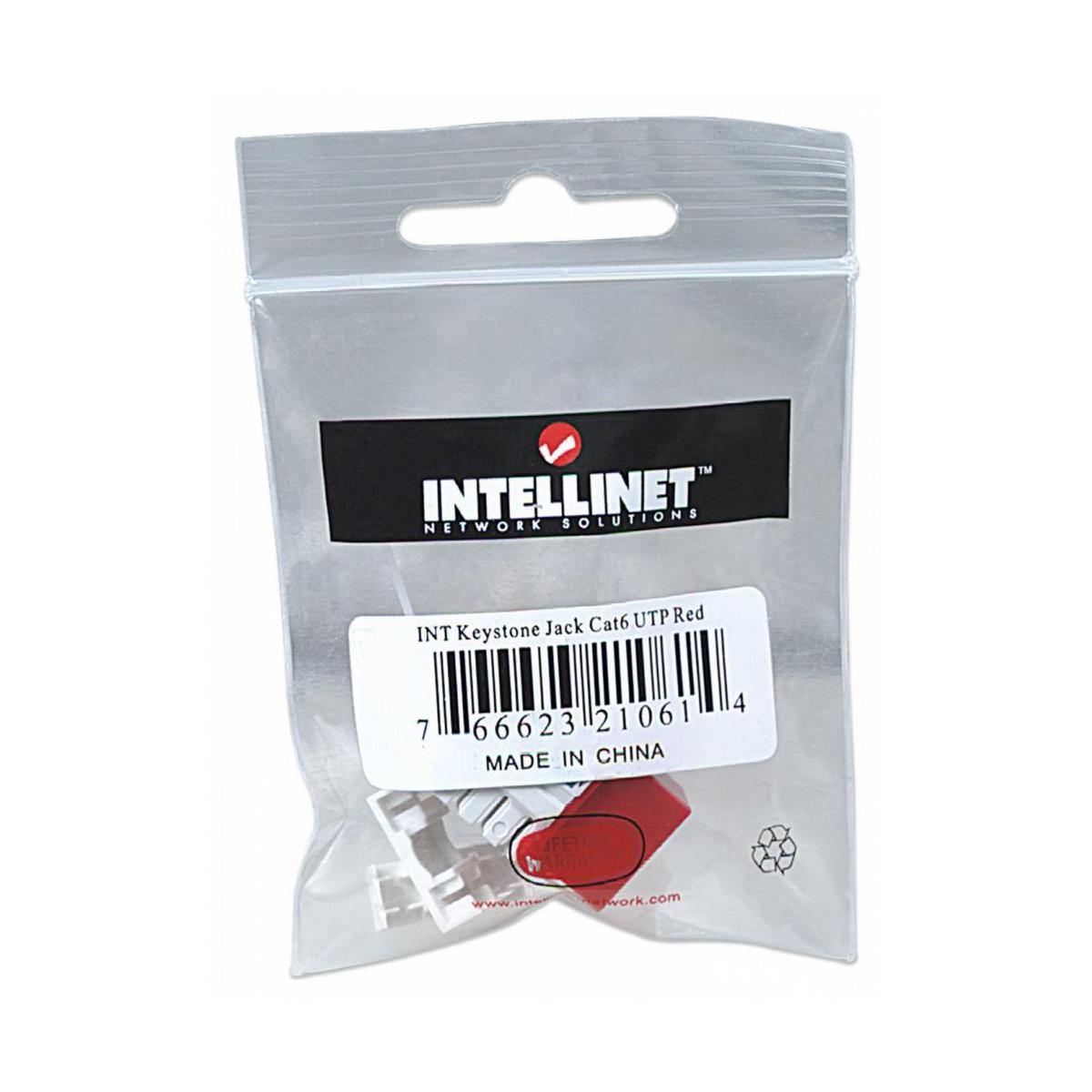 Intellinet Jack 210614 Categoría 6, RJ-45, Rojo