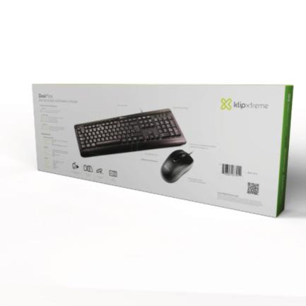 Kit de Teclado y Mouse Klip Xtreme DeskMate, Alámbrico, USB, Negro (Español)