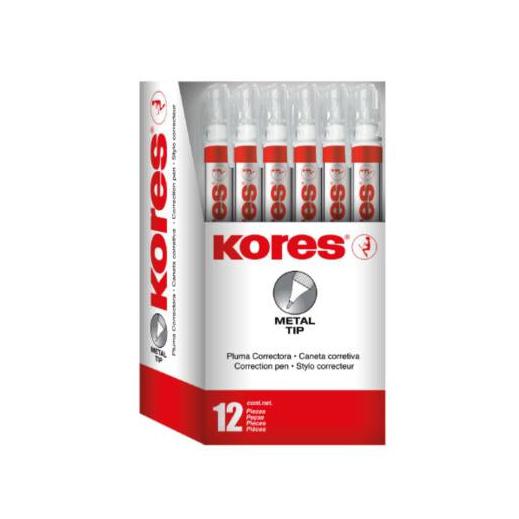 Kores Lápiz Corrector Metal Tip, Botella de 8ml, 12 Piezas