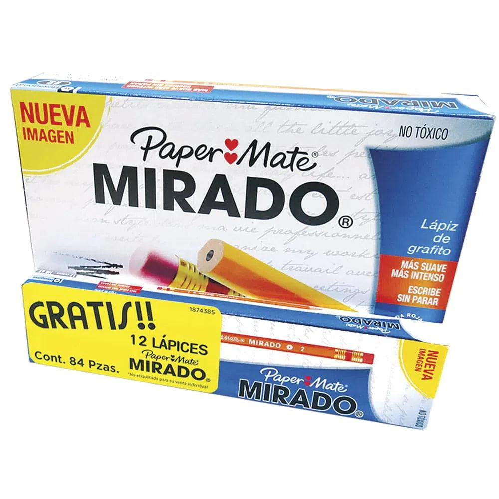 LAPIZ MIRADO PAPER MATE No.2 HEXAGONAL C/72 + 12 GRATIS