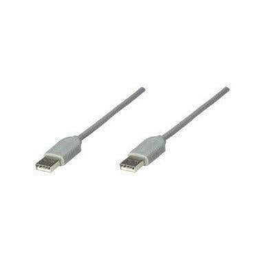 Manhattan Cable USB A Macho - USB A Macho, 1.8 Metros, Gris