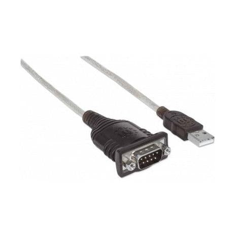 Manhattan Adaptador RS-232 Macho - USB Macho, 45cm, Transparente