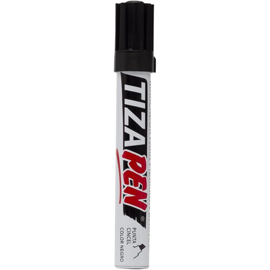 Marcador Baco Barril Tizapen Punta de Cincel Cuerpo Redondo Base de Alcohol Color Negro 12 Pieza(s)
