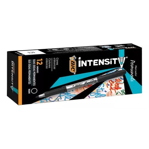Marcadores Permanentes Bic Intensity Negro Caja 12 Piezas