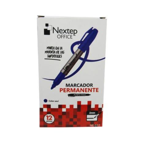 Marcador Permanente Nextep Punto Fino 2mm Azul c/12 Pzas