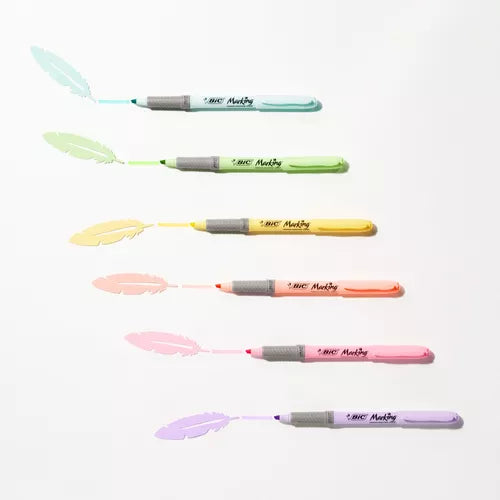 Marcatextos Resaltador Bic Marking Pastel Punta Cincel 5 Pzs