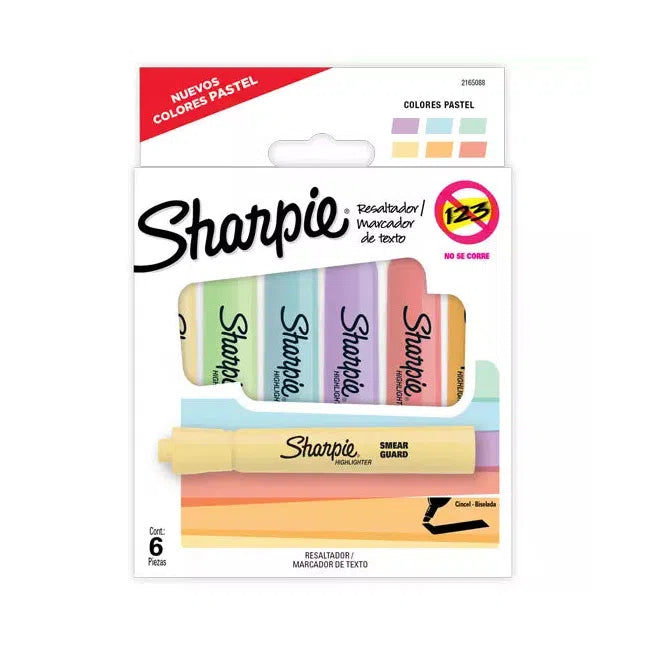 Sharpie Marcatextos Tank Pastel, Varios Colores, 6 Piezas
