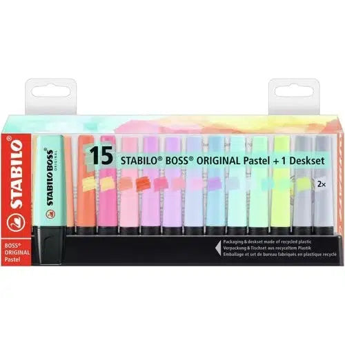 Marcatextos Stabilo Boss Original Colores Pastel 15 Piezas