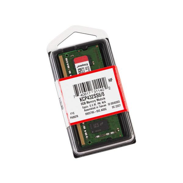 Memoria Ram Kingston SODIMM DDR4 8GB 3200MHz Non-ECC Sin Búfer 1.2V CL22 16Gbit