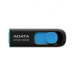 Memoria USB Adata UV128, 512GB, USB 3.2, Lectura 100MB/s, Escritura 50MB/s, Negro/Azul