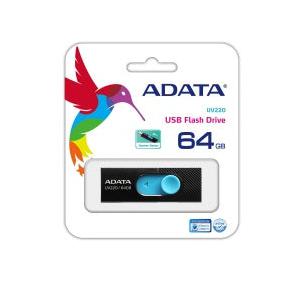 Memoria USB Adata UV220, 64GB, USB 2.0, Negro/Azul