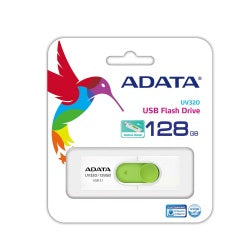 Memoria USB Adata UV320, 128GB, USB 3.1, Lectura máx 100MB/s, Verde/Blanco