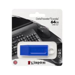 Memoria USB Kingston DataTraveler Exodia, 64GB, USB 3.2, Azul