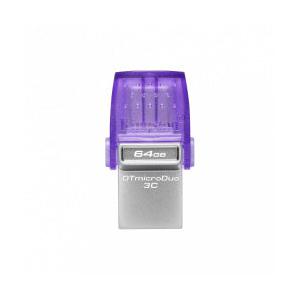 Memoria USB Kingston DataTraveler MicroDuo 3C, 64GB, USB A/C, Lectura 200MB/s, Morado