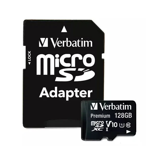 Memoria Flash Verbatim, 128GB MicroSDHC UHS-I Clase 10, con Adaptador