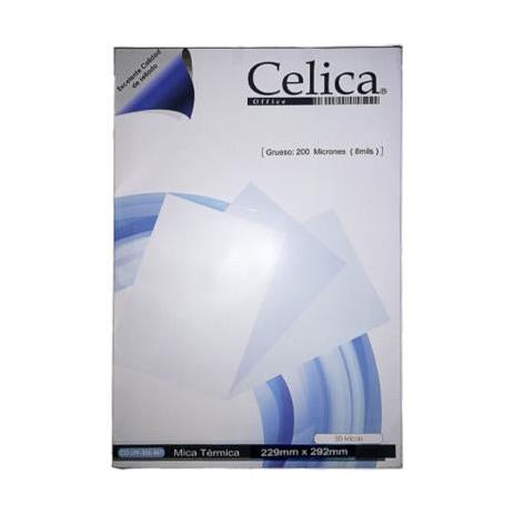 Mica Térmica Celica Tamaño Carta 229x292mm 8 Milésimas o 200 Micrones Paquete C/50 Pzas