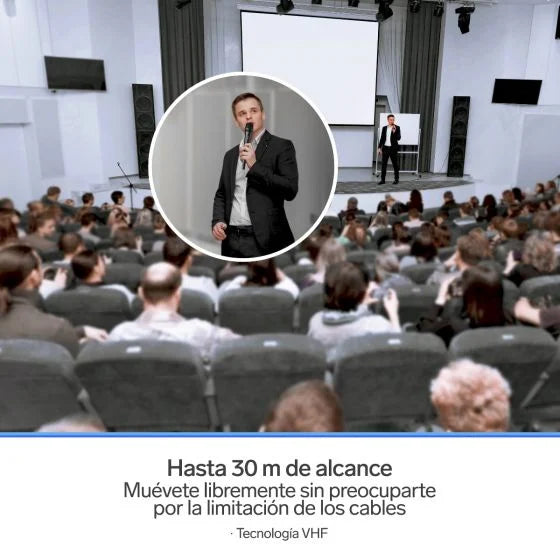 Sistema de 2 micrófonos inalámbricos con receptor VHF