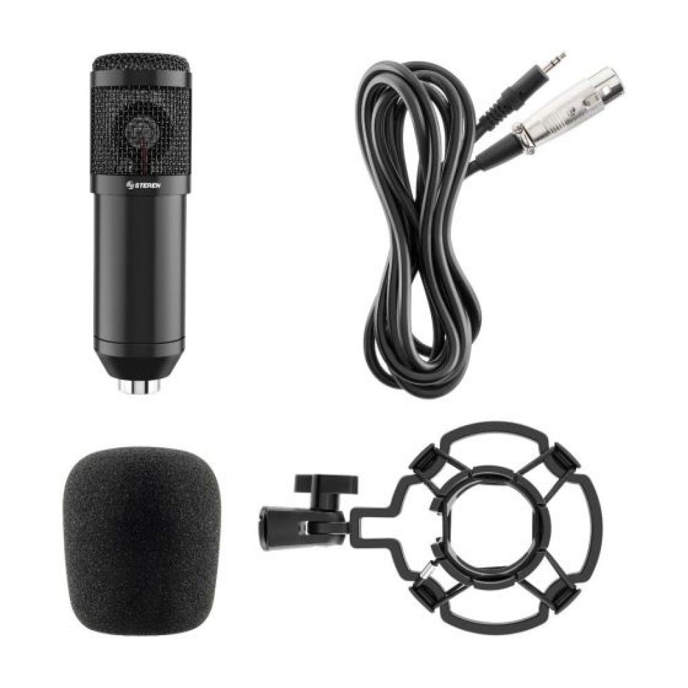 Micrófono Steren MIC-650 Alámbrico 3.5 mm  -90 dB 20 KHz Plug and Play Negro