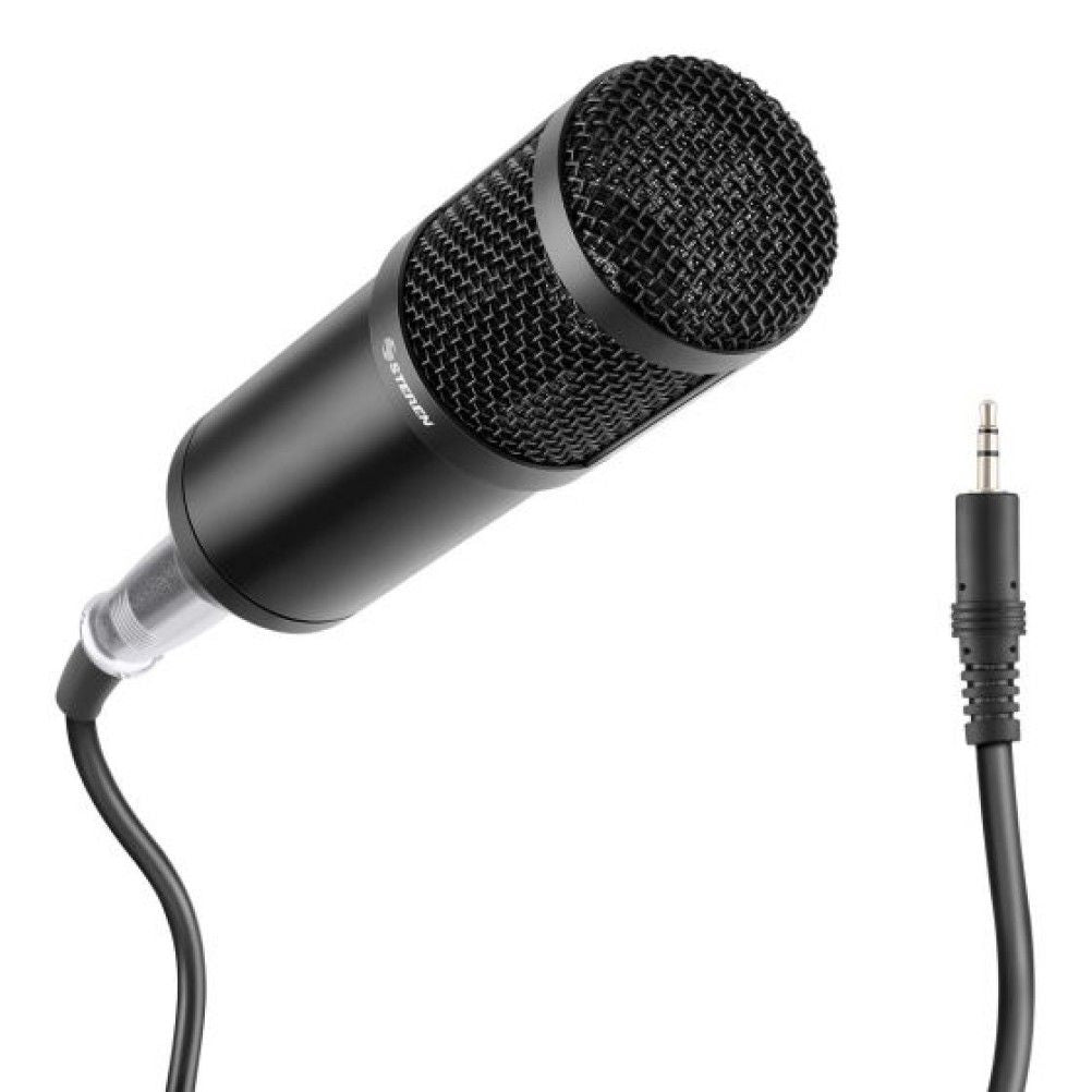 Micrófono Steren MIC-650 Alámbrico 3.5 mm  -90 dB 20 KHz Plug and Play Negro