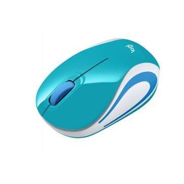 Mini Mouse Logitech Óptico M187, Inalámbrico, USB, 1000DPI, Turquesa