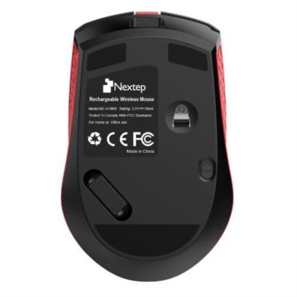 Mouse Nextep Óptico NE-413NR, Inalámbrico, RF, 1600DPI, Negro/Rojo
