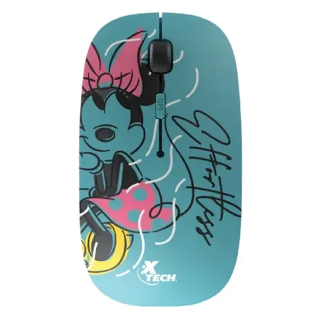 Mouse Óptico Minnie Mouse XTM-D340MM, Inalámbrico, 1600DPI, Aguamarina Xtech