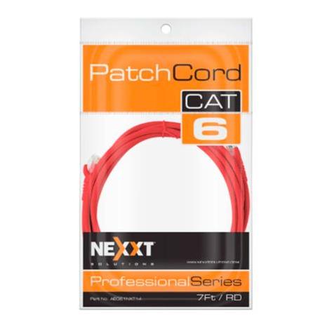 Cable Patch Cat6 UTP RJ-45 Macho - RJ-45 Macho, 2.1 Metros, Rojo- Nexxt Solutions