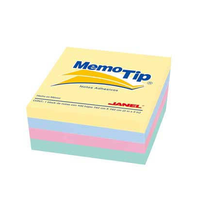 Notas Adhesivas Janel 3X3 Pastel Multicolores C/400 Hoja(s) Papel
