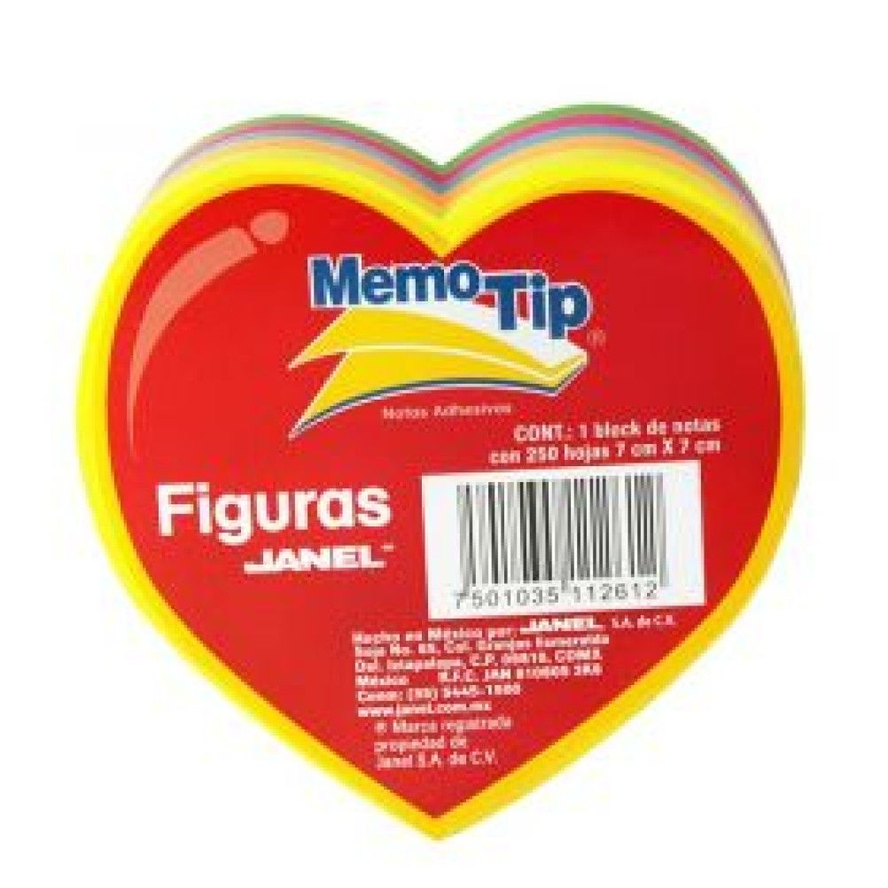 Notas Adhesivas Janel  Multicolor de Corazon 250 Hoja(s) Papel