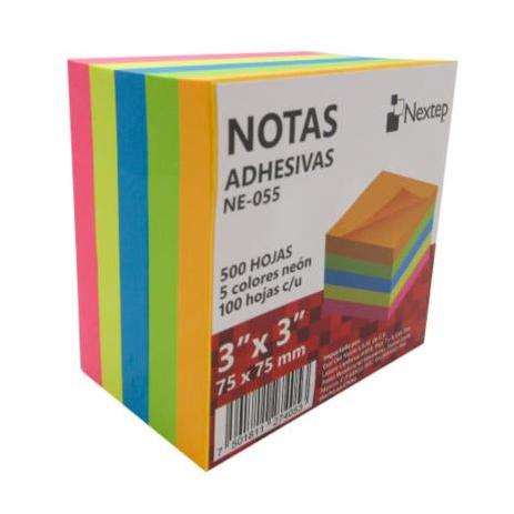 Notas Adhesivas Nextep 3x3 Neón 5 Bloques 500 Hojas